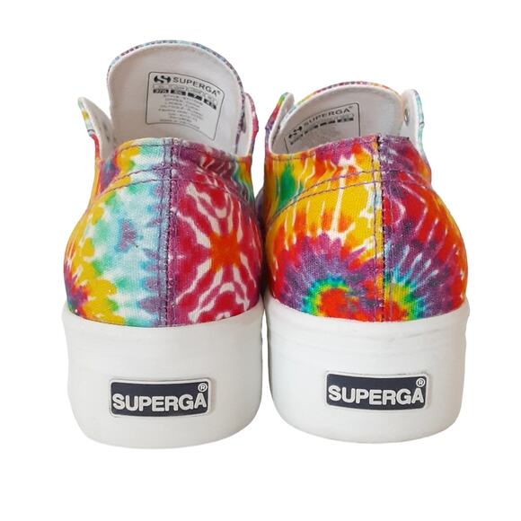 Superga Platform Sneakers Rainbow Neon Tie Dye Retro 70s Lace Up Womens 7 - Picture 5 of 11